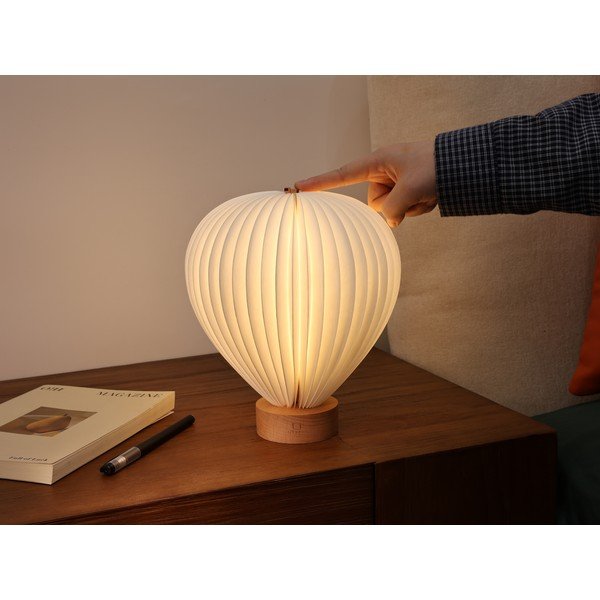 Бяла LED затъмняваща се настолна лампа с хартиен абажур (височина 20 cm) Aeris – Gingko-image-4