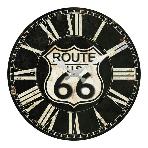 Стъклен часовник Route 66, 34 cm - Postershop