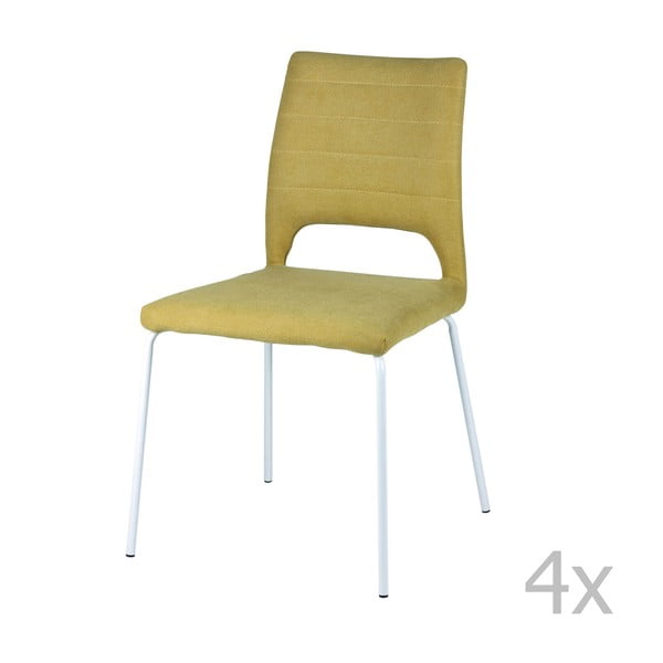 Комплект от 4 жълти трапезни стола Lena - sømcasa