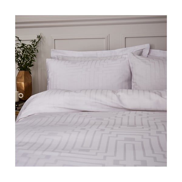 Бяло памучно сатенено спално бельо за единично легло 135x200 cm - Bianca-image-1