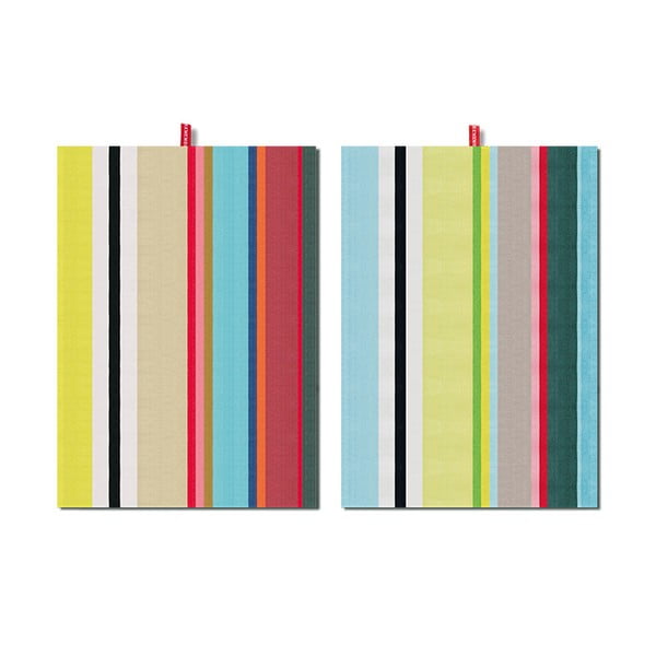 Комплект от 2 памучни кърпи за чай Green Stripes, 70 x 50 cm Verano - Remember