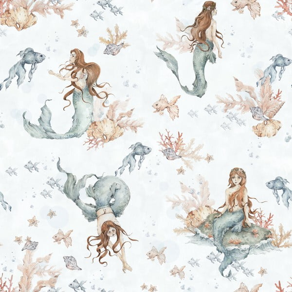 Детски тапет 100x280 cm Mermaids in Waves - Dekornik