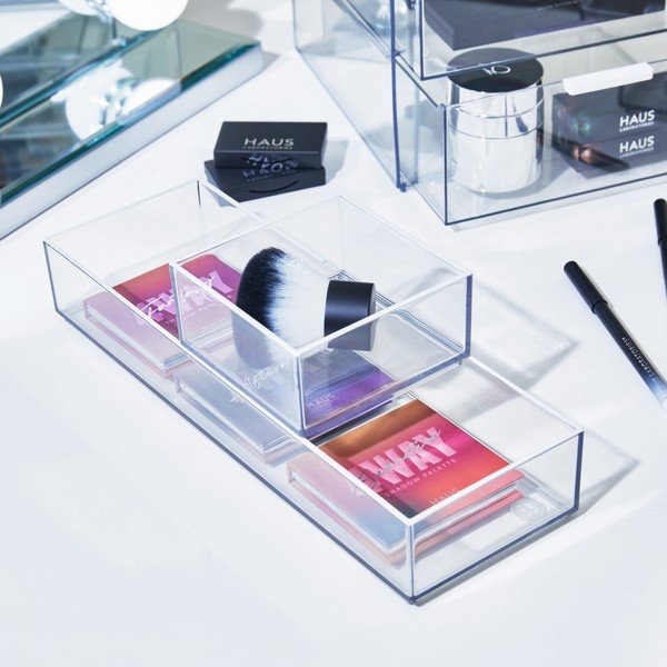 Органайзери за козметика за баня от рециклирана пластмаса в комплект от 3 броя Stack & Slide - iDesign-image-1