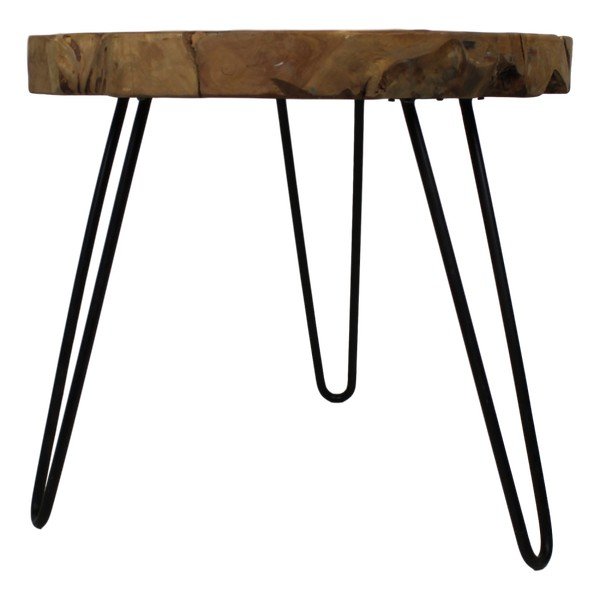 Сгъваема маса Helen с плот от необработено тиково дърво, ⌀ 55 cm Root - HSM collection-image-1