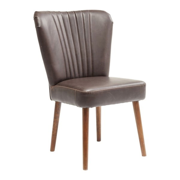 Hnědá kožená židle s konstrukcí z březového dřeva Kare Design Filou