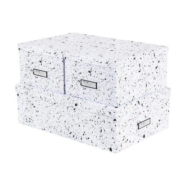 Комплект от 3 черно-бели кутии за съхранение Inge - Bigso Box of Sweden