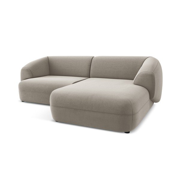 Бежов кадифен ъглов диван (десен ъгъл) Moana – Makamii-image-4