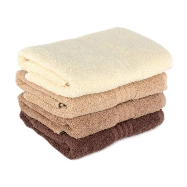 Комплект от 4 кафяви памучни кърпи Home, 50 x 90 cm Rainbow - Foutastic-image-1