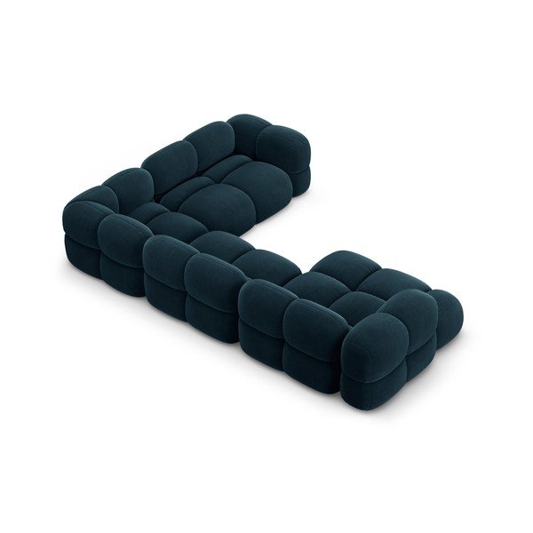 Тъмносин кадифен ъглов диван (десен ъгъл/U форма) Loretto – Cosmopolitan Design-image-3