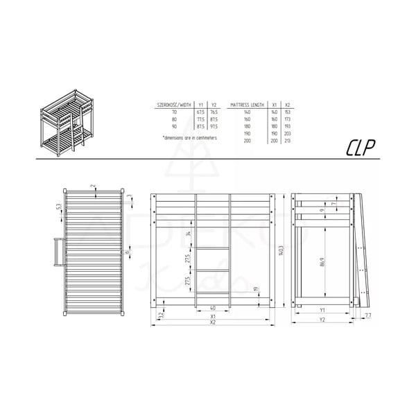 Двуетажно легло от борова дървесина 90x190 cm CLP - Adeko-image-3