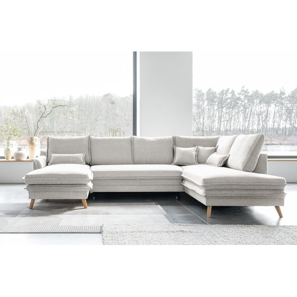 Бежов разтегателен ъглов диван (десен ъгъл/"U" форма) Charming Charlie – Miuform-image-1