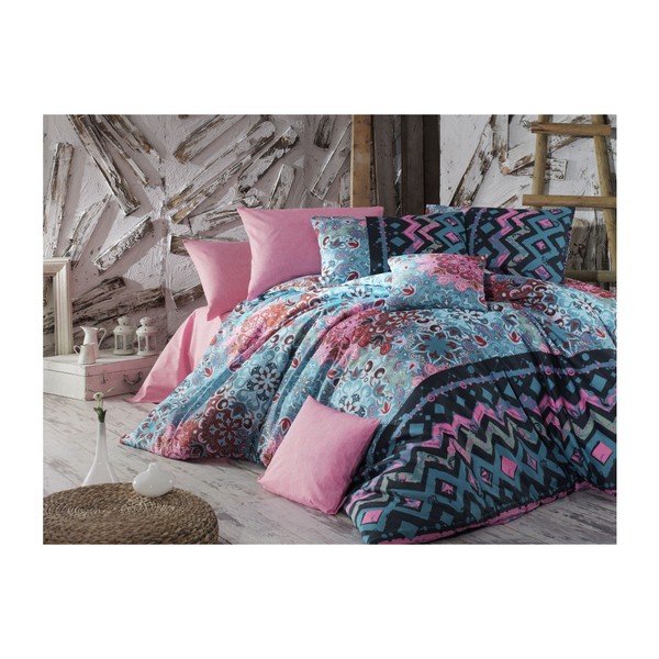 Bavlněné povlečení s prostěradlem na jednolůžko Ebruli, 160 x 220 cm