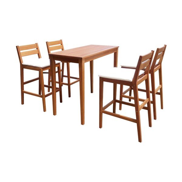 Градински бар комплект от масивен евкалипт в естествен цвят за 4 души Maine – Garden Pleasure-image-1