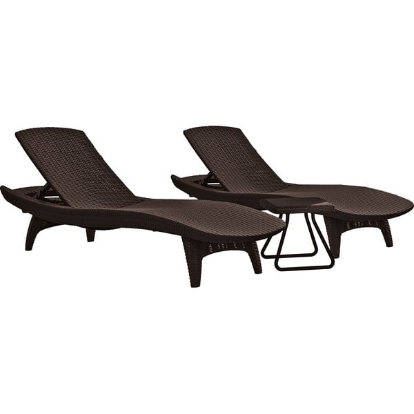 Тъмнокафяв комплект градински столове и маса от изкуствен ратан Pacific – Keter