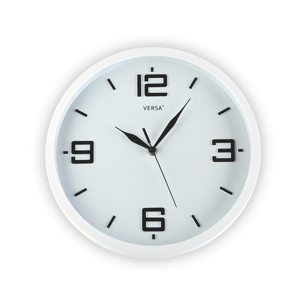 Černobílé nástěnné hodiny Versa Basic Wall Clock, 30 cm