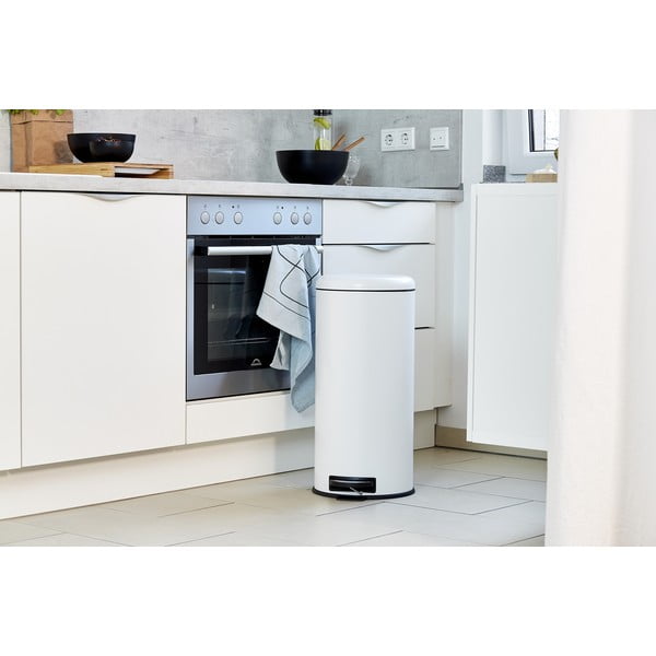 Бяло стоманено кошче за боклук с педал 30 l Leman – Wenko-image-1
