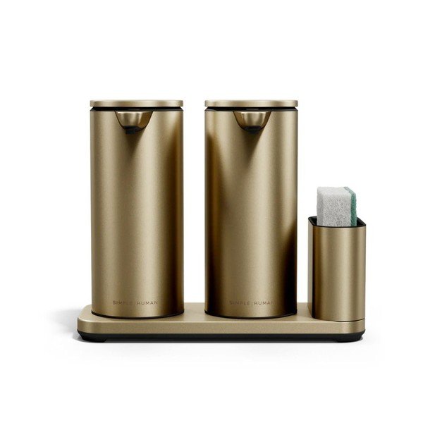 Матово златиста автоматична метална стойка за перилни препарати – simplehuman-image-4