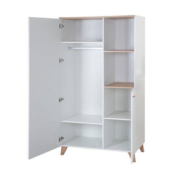 Бял детски гардероб в дъбов декор  52x180x180 cm Léon – Roba-image-4