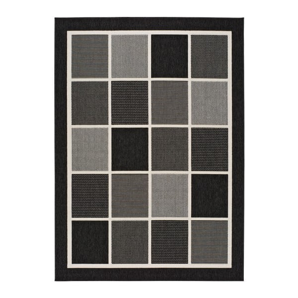 Черен и сив килим за открито Квадрати, 80 x 150 cm Nicol - Universal