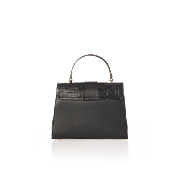 Черна кожена чанта Marta - Federica Bassi-image-2