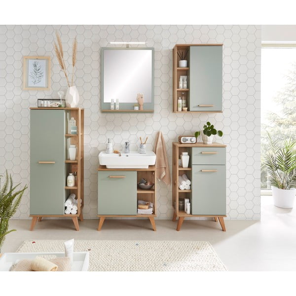 Зелен висящ шкаф за баня в дъб 51x75 cm Set 963 - Pelipal-image-1