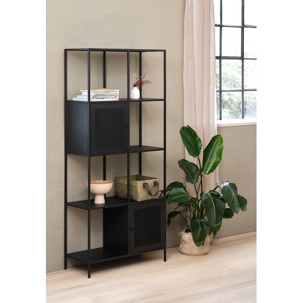 Черна метална етажерка за книги 80x180 cm Malibu - Unique Furniture-image-1