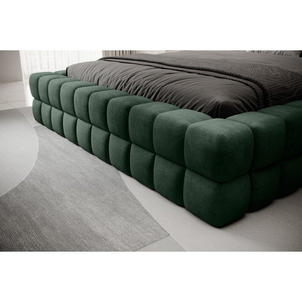 Тъмнозелено тапицирано двойно легло с място за съхранение и включена подматрачна рамка 140x200 cm Dizzle – ELTAP-image-4