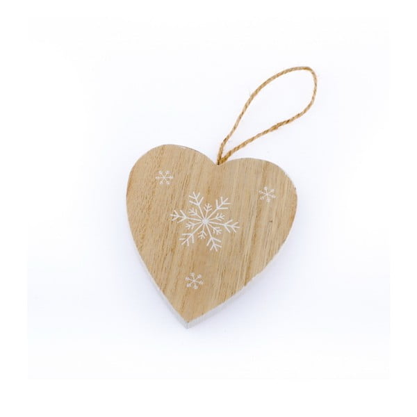 Дървено висящо сърце Снежинка, височина 6,5 cm - Dakls
