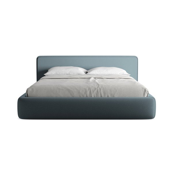 Синьо  двойно тапицирано легло с място за съхранение и включена подматрачна рамка 180x200 cm Kiana – Makamii-image-4