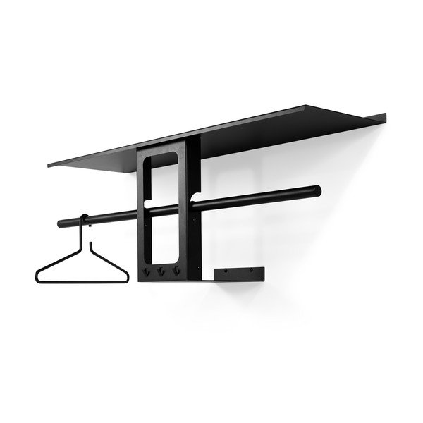 Черна стоманена стенна закачалка с рафт 100 cm Luno Small – Spinder Design