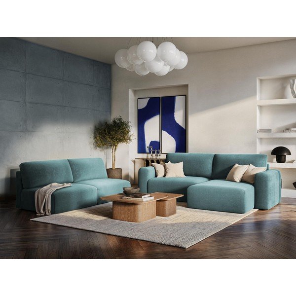 Зелен сгъваем/с място за съхранение диван от рипсено кадифе 252 cm Kona – Makamii-image-1