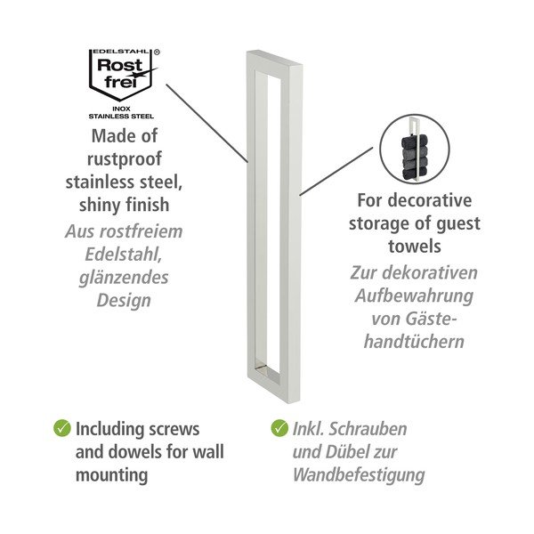 Държач за кърпи от неръждаема стомана, монтиран на стената Reitani - Wenko-image-3