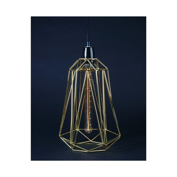 Světlo se stínítkem zlaté barvy a černým kabelem Filament Style Diamond #3-image-1