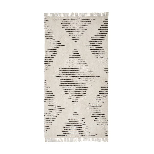 Бежов и черен ръчно тъкан памучен килим , 80 x 150 cm Fini - Westwing Collection