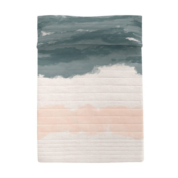 Розова и сива памучна ватирана покривка за легло 180x260 cm Seaside - Blanc