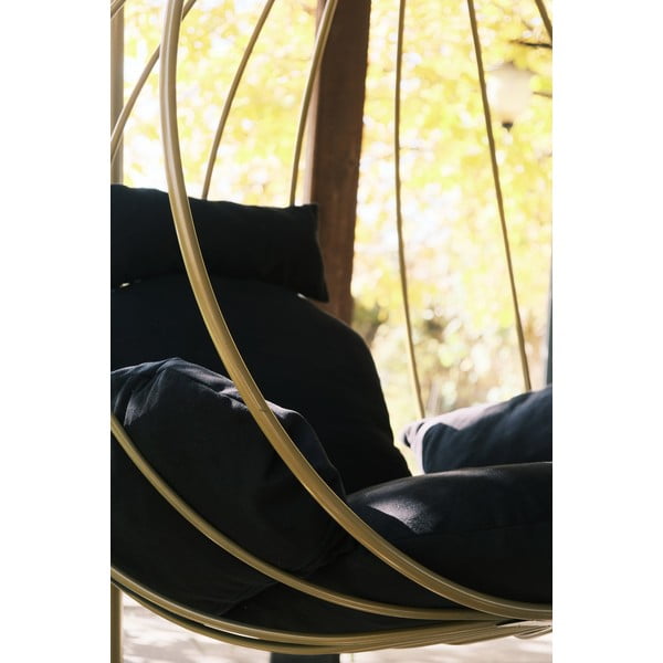 Висящ градински стол в черен и златист цвят Damla – Floriane Garden-image-4