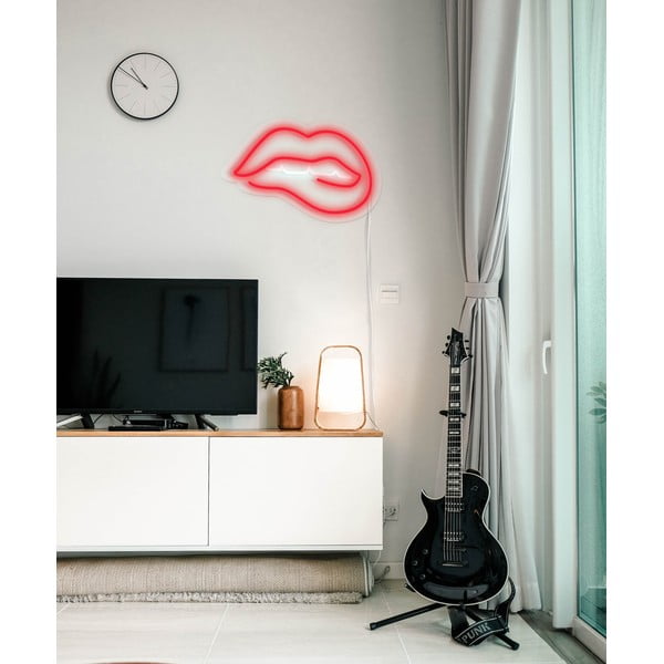 Червена стенна лампа , 40 x 36 cm Biting Lips - Candy Shock