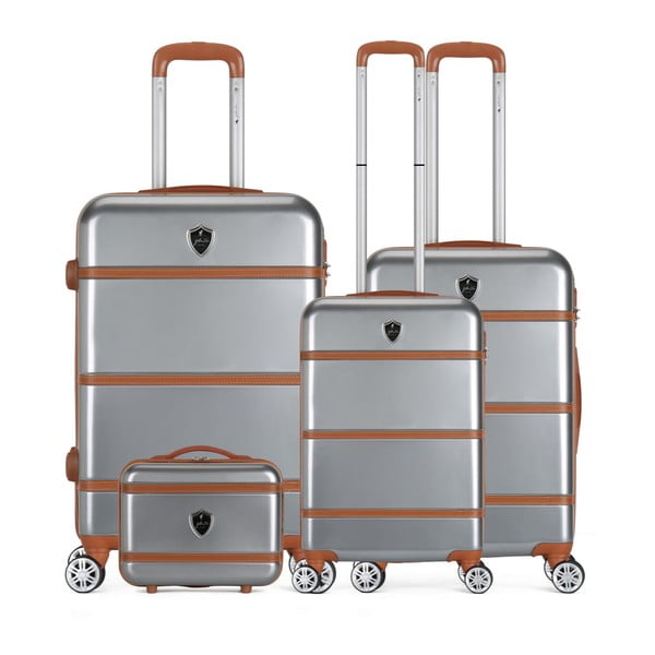 Sada 4 šedých cestovních kufrů na kolečkách GENTLEMAN FARMER Integre & Vanity Duro