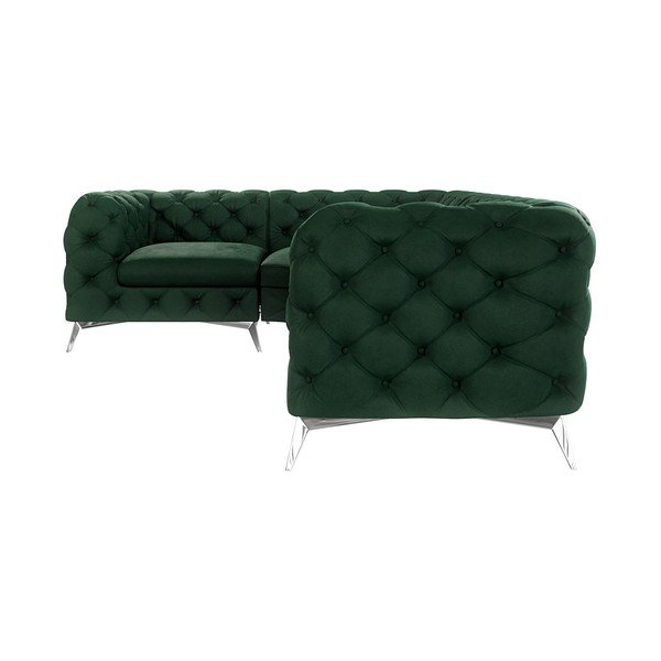 Тъмнозелен кадифен ъглов диван (ляв ъгъл/L форма) Chelsea – Ropez-image-1