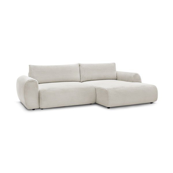 Кремав разтегателен ъглов диван от рипсено кадифе (десен ъгъл) Lucien – Bobochic Paris-image-3