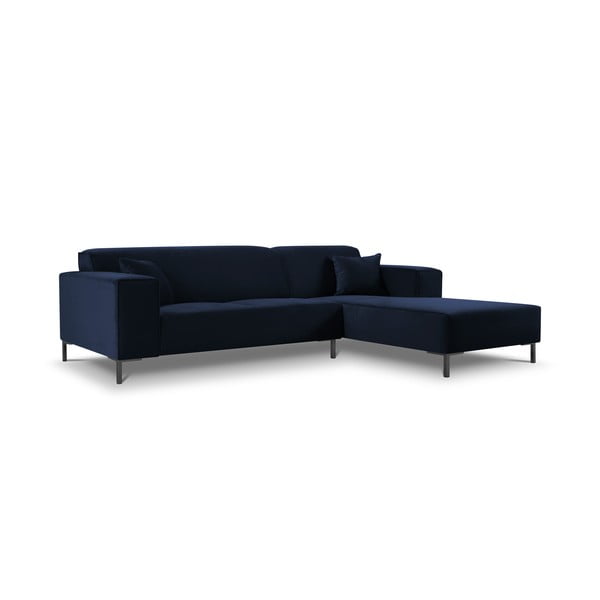 Ъглов диван от синьо кадифе Siena, десен ъгъл - Cosmopolitan Design