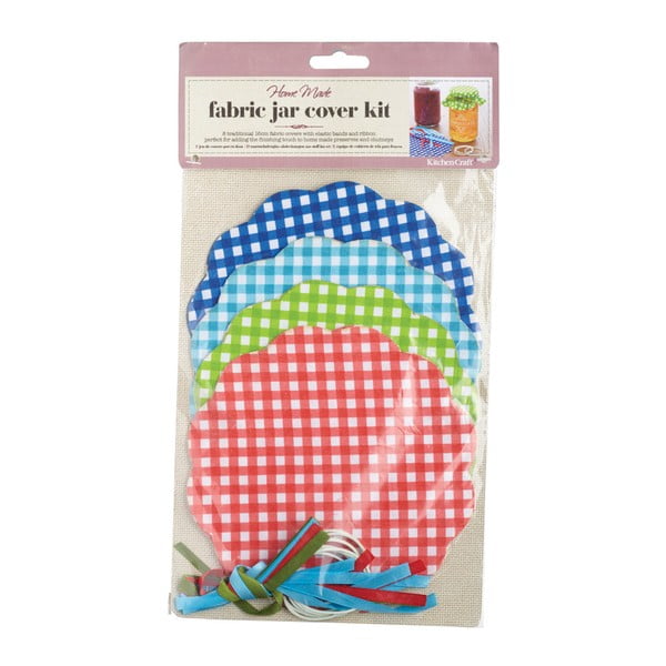 Sada 8 textilních ozdob na zavařovačky Kitchen Craft Gingham-image-1