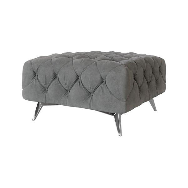 Сива кадифена табуретка Chelsea – Ropez-image-1