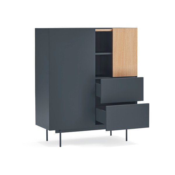 Висок скрин с чекмеджета в антрацит и естествен дъб 100x120 cm Otto - Teulat-image-4