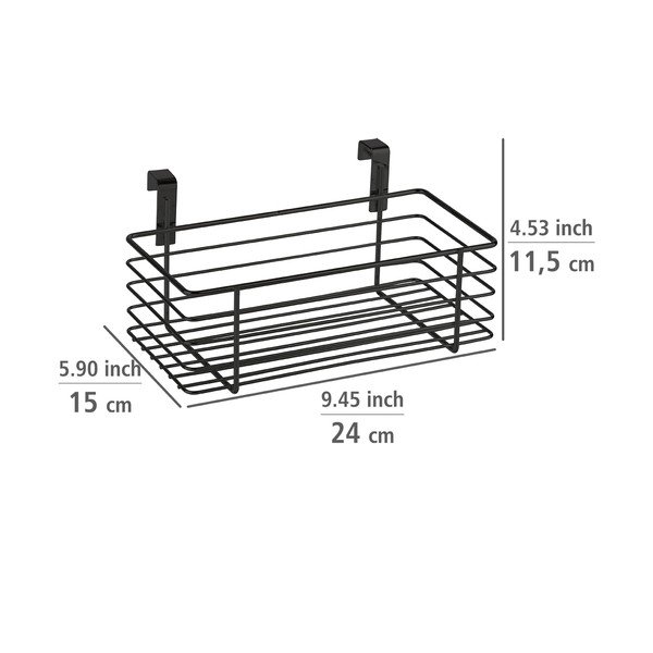 Черна висяща метална кошница за кухненска врата Slim, 24 x 15 cm - Wenko-image-2
