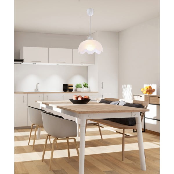 Бяла висяща лампа със стъклен абажур ø 25 cm Bratek - Candellux Lighting-image-1