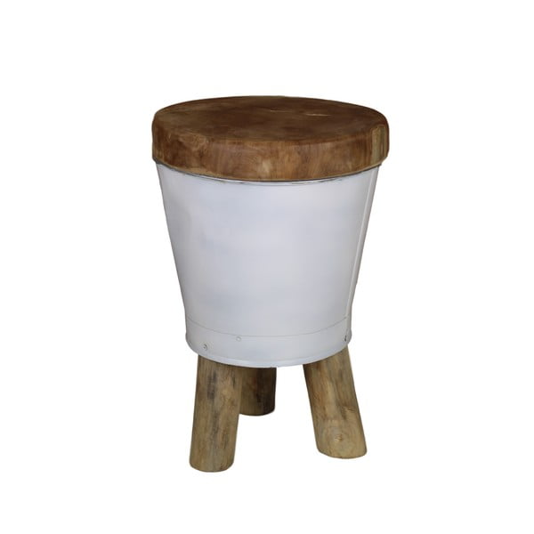 Stolička se sedákem z teakového dřeva HSM collection Bucket, výška 30 cm