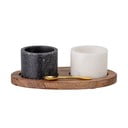 Мраморен комплект солница и пиперница с дървена табла и лъжица Florio - Bloomingville