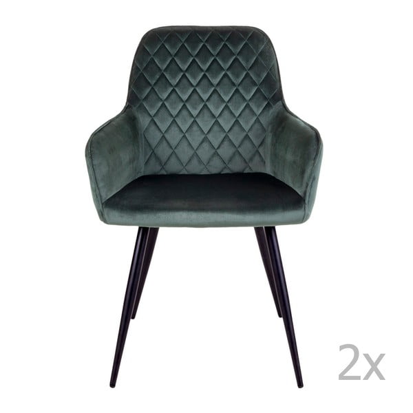 Тъмнозелени тапицирани трапезни столове в комплект 2 бр. Harbo – House Nordic-image-2