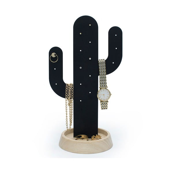 Черна стойка за бижута &CO Cactus - Qualy